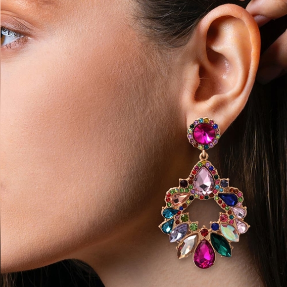 Halle Glass Drop Earrings - Multicolor - Picture 2 of 3